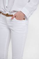Bayan Beyaz Düşük Bel Kemer Detaylı Pantolon