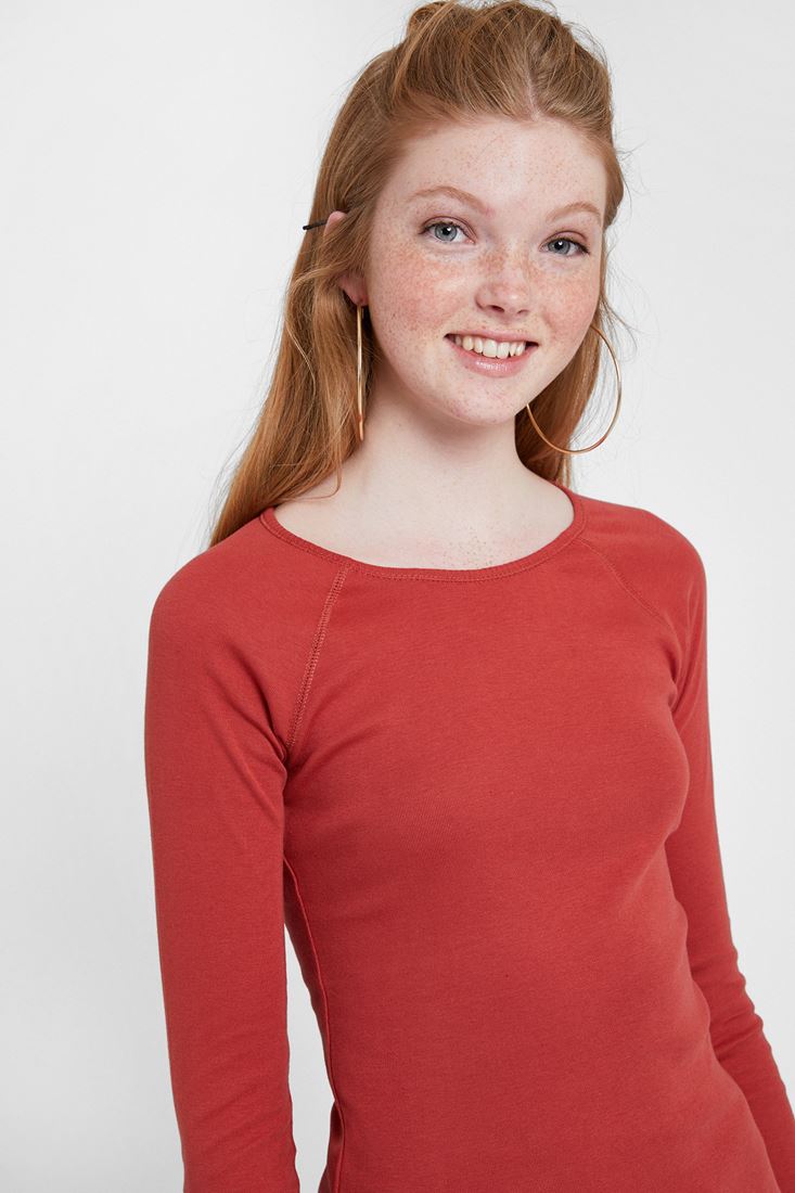 Bayan Kırmızı Uzun Kollu Tişört