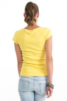Bayan Sarı V Yaka Tişört