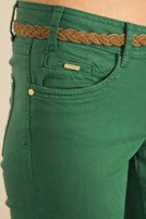 Bayan Yeşil Düşük Bel İspanyol Paça Pantolon