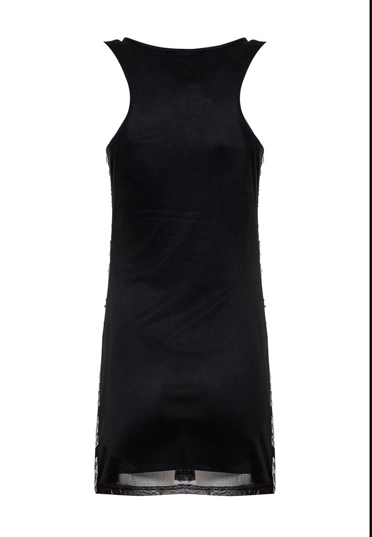 Bayan Siyah Payetli Mini Elbise