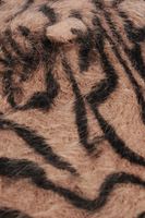 Bayan Kahverengi Yünlü Zebra Desenli Bere