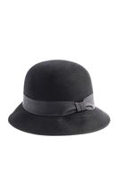 Bayan Siyah Fiyonk Detaylı Kloş Şapka