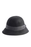 Bayan Siyah Fiyonk Detaylı Kloş Şapka