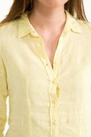 Bayan Sarı Keten Klasik Gömlek