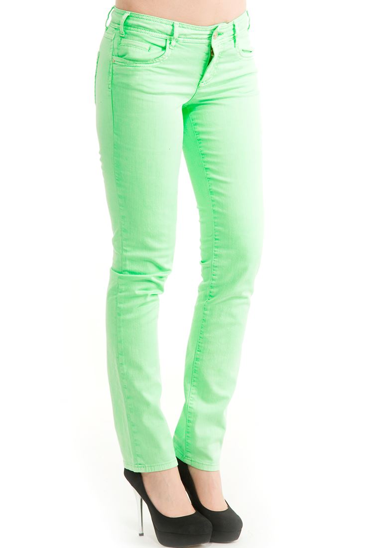Bayan Yeşil Neon Dar Kesim Pantolon
