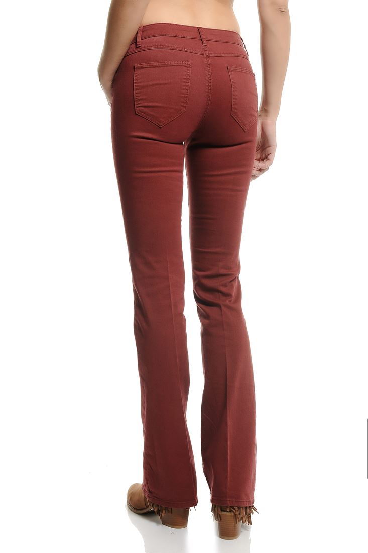 Bayan Kırmızı Bella Normal Bel Bot Paça Pantolon