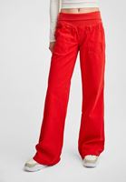 Bayan Kırmızı Beli Lastikli Bol Pantolon