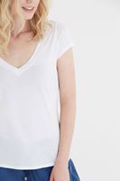 Bayan Beyaz V Yaka Modal Kısa Kollu Tişört