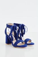 Bayan Mavi Örgü Detaylı Topuklu Ayakkabı