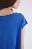 Bayan Mavi Geniş Yakalı Basic Tişört