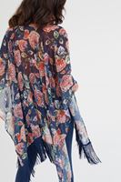 Bayan Çok Renkli Püskül Detaylı Desenli Kimono