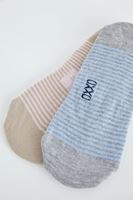 Bayan Gri Çizgili İkili Babet Çorabı