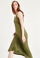 Bayan Yeşil Diz Altı Elbise