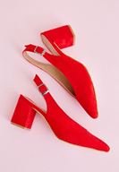 Bayan Kırmızı Arkası Açık Topuklu Ayakkabı