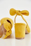 Bayan Sarı Kurdele Detaylı Topuklu Ayakkabı