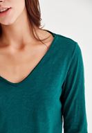 Bayan Yeşil Uzun Kollu Pamuklu Tişört