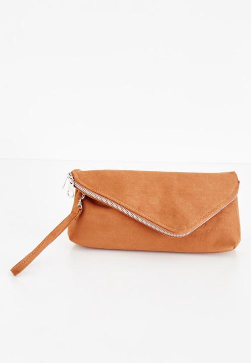 Brown Suede Clutch Online Shopping OXXOSHOP