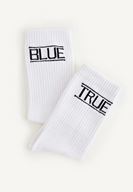 Bayan Beyaz True Blue Yazılı Çorap
