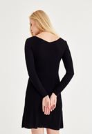 Bayan Siyah Bağlama Detaylı Triko Elbise