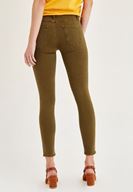 Bayan Yeşil Orta Bel Dar Bilek Paça Skinny Pantolon