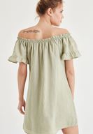 Bayan Yeşil Düşük Omuzlu Elbise