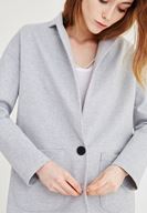 Bayan Gri Düğme Detaylı Blazer Ceket