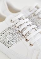 Bayan Beyaz Parlak Gümüş Detaylı Spor Ayakkabı