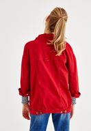 Bayan Kırmızı Cep Detaylı Denim Ceket