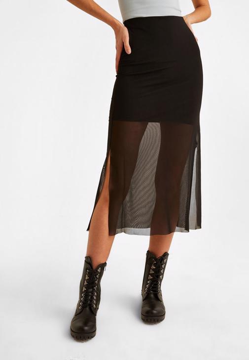Black Tulle Detailed Skirt 