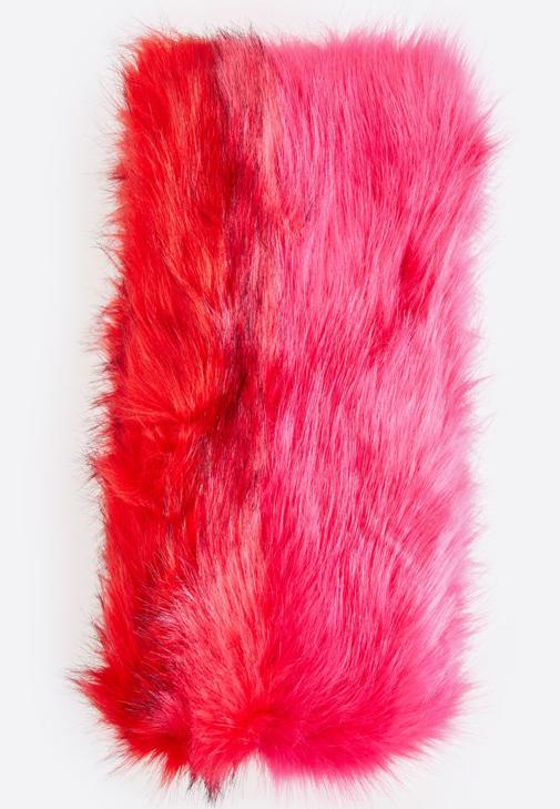 Red Long Scarf with Fur 