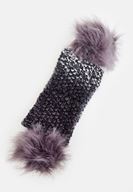 Women Black Knitted Hair Band with Furry Detail