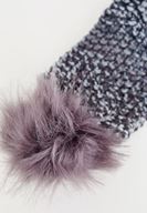 Women Black Knitted Hair Band with Furry Detail