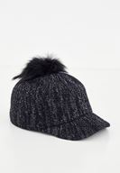 Bayan Siyah Tüy Detaylı Simli Şapka