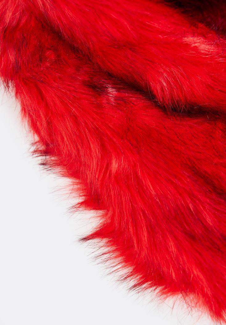 Women Bordeaux Fake Fur Scarf