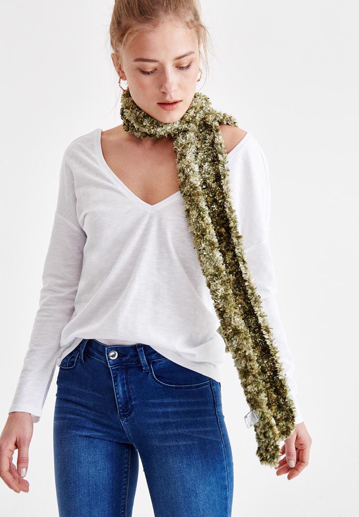 Women Green Scarf with Color Details