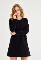 Bayan Siyah Uzun Kollu Mini Elbise