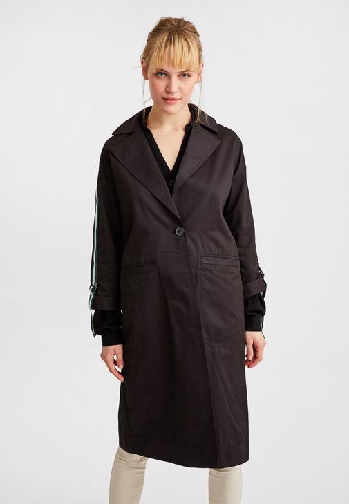 Adidas originals tlrd three discount stripe duster coat in black