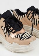 Bayan Çok Renkli Kalın Tabanlı Zebra Desenli Sneaker
