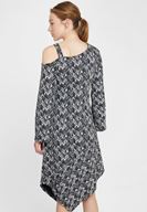 Women Mixed Long Sleeve Dress with Shoulder Details
