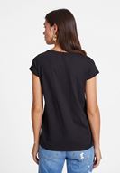 Women Black Half Sleeve Scoop Neck Basic T-Shirt