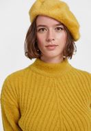 Bayan Sarı Yün Karışımlı Şapka