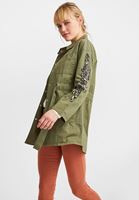 Bayan Yeşil Kolları Aplike Detaylı Ceket