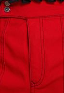 Bayan Kırmızı Yüksek Bel Cep Detaylı Bol Pantolon