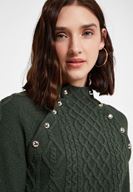 Women Green Braided Knitwear with Detail