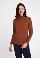 Women Brown Braided Knitwear with Detail