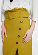 Women Green High Waist Skirt with Buttons