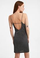Women Silver Shiny Dress with Back Detail