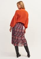 Women Mixed Pleated Midi Skirt