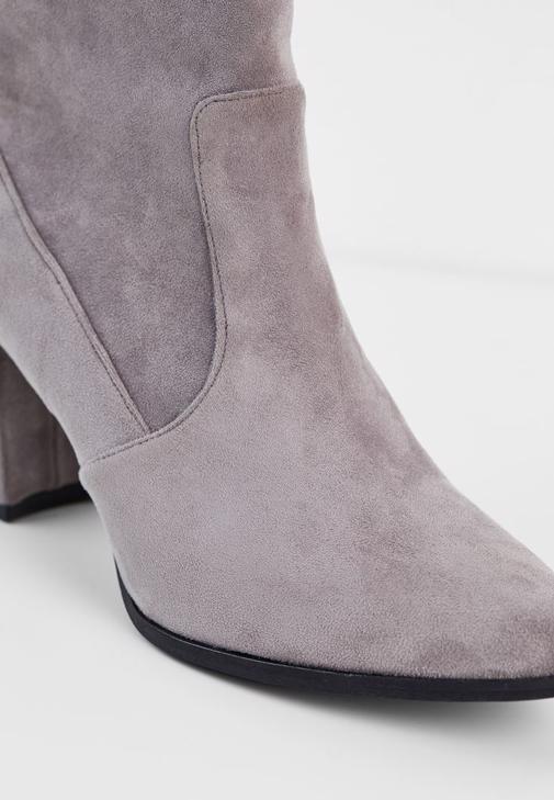 Grey suede shop high heel boots